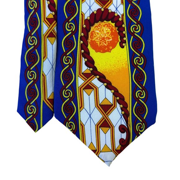 Ruch Limbaugh No Boundaries Collections Blue Silk Abstract Tie Vibrant Pattern - Picture 3 of 7